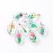 Glass Pendants, with Dried Flower Inside, Oval, Platinum, Mixed Color, 31x18x10~11mm, Hole: 5x2mm