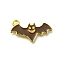 Halloween Theme Alloy Enamel Pendants, Golden, Bat, 13x23x1mm, Hole: 1.8mm