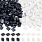 300Pcs 2 Colors 2-Hole Opaque Glass Seed Beads, Rectangle, Black and White, 5x4.5~5.5x2~2.5mm, Hole: 0.5~0.8mm, 150Pcs/color