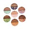 Opaque Resin and Walnut Wood Pendants, Flat Round Charms, with Glitter Powder & Gold Foil, Mixed Color, 38x3~4mm, Hole: 2mm