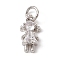 Brass Micro Pave Cubic Zirconia Charms, Cadmium Free & Lead Free, with Jump Rings, Girl Charms, Platinum, 12x7x3mm, Hole: 3.4mm