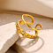Simple Style 304 Stainless Steel Cuff Rings, for Women, Golden, Inner Diameter: 18mm