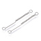Brass Links, with Curb Chain, Nickel Free, Real Platinum Plated, 30x3x1mm, Hole: 1.6mm, Stick: 15mm long, 3mm wide, 1mm thick