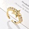 Brass Micro Pave Clear Cubic Zirconia Cuff Finger Rings, Star, Cadmium Free & Lead Free, Real 18K Gold Plated, 12mm, Inner Diameter: Adjustable
