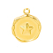 304 Stainless Steel Pendants, Flat Round Charm, Golden, Star, 16x13mm