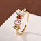 Oval & Horse Eye & Rectangle Brass with Colorful Cubic Zirconia Finger Rings, Golden, US Size 9(18.9mm)