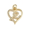Brass Micro Pave Clear Cubic Zirconia Pendants, Cadmium Free & Lead Free, Real 18K Gold Plated, with Jump Ring, Heart, 17.5x14.5x2mm, Hole: 3mm