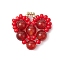 Natural Carnelian(Dyed & Heated) Love Heart Valentine's Day Pendants, Handmade Glass Seed Beads Loom Heart Charms, 23x24x6.5mm, Hole: 3x4mm