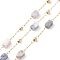 Natural Sodalite Rectangle Beaded Chains, with Golden 304 Stainless Steel Findings, Unwelded, 4~4.5x2~2.5x2~2.5mm, about 3.28 Feet(1m)/Box