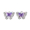 Rack Plating Alloy Pendants, with Rhinestone and Resin, Butterfly, Purple, 14x17x5mm, Hole: 2mm