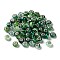 Resin European Beads, with Platinum Plated Brass Core, Rondelle, Green, 13.5x9mm, Hole: 5mm