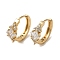 Brass Micro Pave Cubic Zirconia Hoop Earring, with Glass, Light Gold, 16.5x6.7mm