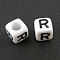 Letter Acrylic European Beads, Horizontal Hole, Cube, Letter.R, 10x10x10mm, Hole: 3.5~4mm, about 59pcs/50g