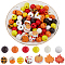 Painted Natural Wood Beads, Mixed Shapes, Mixed Color, 16~20x16~19x5~18mm, Hole: 2.5~4mm