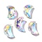 Glass Pendants, Moon, AB Color, Faceted, Clear AB, 26x18.5x8.5mm, Hole: 1.6mm