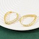 Серьги-кольца из латуни с микропаве из прозрачных кубических цирконий в форме капли EJEW-G446-01G-3