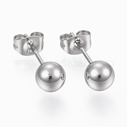 Серьги-гвоздики с шариками из нержавеющей стали 201 STAS-P179-02P-4mm