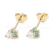 Серьги-гвоздики в виде моркови с кубическим цирконием EJEW-C029-02G