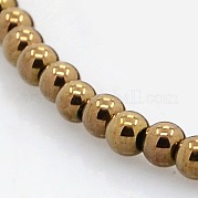 Круглый немагнитная синтетический гематит бисер пряди G-P061-64B-3mm