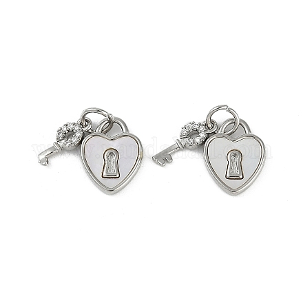 Подвески-замки в форме сердца из натуральной ракушки из латуни KK-Z078-21P-1