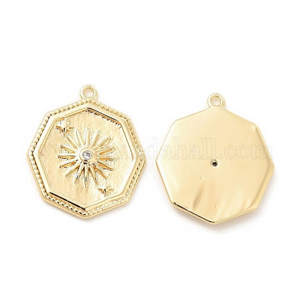 Подвески из латуни с микропаве из прозрачного кубического циркония X-KK-B062-05G-1