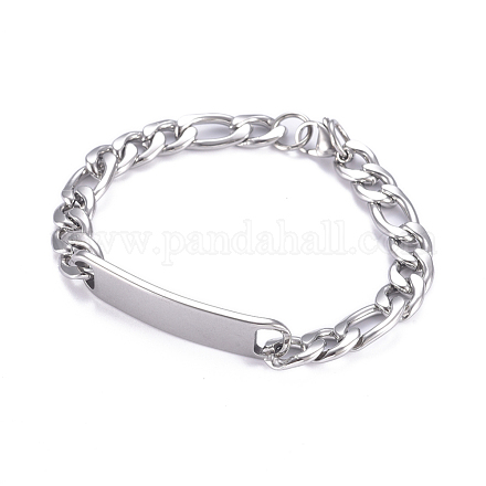 Устойчивые к потускнению браслеты figaro chain id из нержавеющей стали 304 BJEW-G631-03P-1