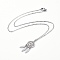 Non-Tarnish 304 Stainless Steel Pendant Necklaces, with Cable Chains, Lobster Claw Clasps and Cardboard Boxes, Woven Net/Web with Feather, Stainless Steel Color, 17.13 inch(43.5cm)