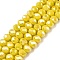 Electroplate Glass Beads Strands, Opaque Solid Color, AB Color Plated, Faceted, Rondelle, Yellow, 6x5mm, Hole: 1mm, about 80~85pcs/strand, 38~40cm