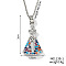 Fashionable Religious Jewelry, Brass Micro Pave Clear Cubic Zirconia Pendant Necklaces for Women, with Cable Chain, Platinum, Colorful, 15.75 inch(40cm)