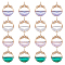 16Pcs 4 Colors Glass Pendants, with Brass Micro Pave Cubic Zirconia Findings, Faceted, Flat Round with Star, Light Gold, Mixed Color, 21.5x15.5x5.5mm, Hole: 1.2mm, 4pcs/color