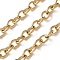 304 Stainless Steel Cable Chains, Unwelded, with Spool, Ion Plating(IP), Real 18K Gold Plated, 8x6x1.5mm, about 32.81 Feet(10m)/Roll
