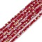Transparent Electroplate Glass Beads Strands, Faceted, Rondelle, AB Color Plated, Red, 4~4.5x3~3.5mm, Hole: 0.8mm, about 150~152pcs/strand, 17.91~19.69 inch(45.5~50cm)