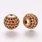 Brass Micro Pave Cubic Zirconia Beads, Round, Golden, 10mm, Hole: 2mm