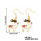 Christmas Theme Brass Dangle Earrings, Golden, Deer, 41x18mm