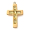 304 Stainless Steel Rhinestone Charms, Cross Charm, Real 14K Gold Plated, Light Topaz, 24.5x15x3mm, Hole: 1.2mm