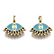 316 Surgical Stainless Steel Enamel Charms, with Jump Rings, Eye, Sky Blue and Black, Real 14K Gold Plated, 9x11.5x1mm, Jump Ring: 3.8x0.6mm, 2.6mm inner diameter