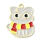 Alloy Enamel Pendants, Golden, Cat with Scarf Charm, FireBrick, 28x21.5x1.5mm, Hole: 2mm