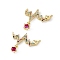 Brass Micro Pave Cubic Zirconia 2-Loop Pendants, Heartbeat Charms, Dangle Glass Rhinestone Charms, Real 18K Gold Plated, Cadmium Free & Nickel Free & Lead Free, 17x20x2.5mm, Hole: 1mm