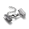 Tarnish Resistant 304 Stainless Steel Curb Chain Extender, with Lobster Claw Clasps and Ribbon Crimp Ends, Stainless Steel Color, 39mm long, Ribbon Ends: 9.5x15mm