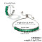 Elegant Fashion Rectangle Brass Rhinestone Slider Bracelets & Cuff Rings Sets, Green