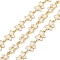 Brass Butterfly Link Chains, with Enamel, Cadmium Free & Nickel Free & Lead Free, Soldered, with Spool, Golden, Floral White, 11.5x6x1mm, about 32.81 Feet(10m)/Roll