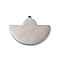 Non-Tarnish Bohemian Style 304 Stainless Steel Pendant, Half Round, Stainless Steel Color, 22x30x1.5mm, Hole: 1.4mm