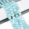 Dyed Natural White Jade Beads Strands, Round, Faceted, Sky Blue, 8mm, Hole: 0.9mm, about 49~50pcs/strand, 37~38cm