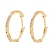Brass Micro Pave Clear Cubic Zirconia Huggie Hoop Earrings, Long-Lasting Plated, Ring, Real 18K Gold Plated, 1.5x21mm, Pin: 1mm
