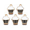 Alloy Enamel Pendants, Cupcake, Light Gold, Black, 16x11x2mm, Hole: 1.4mm