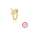 Cubic Zirconia Butterfly Cuff Earrings for Women, 925 Sterling Silver Jewelry, Real 18K Gold Plated, 12x7x7mm