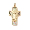 Brass Cubic Zirconia Pendants, Long-Lasting Plated, Cross with Holy Virgin Charms, Golden, Colorful, 44x25x6mm, Hole: 6X3mm