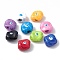 Glass Beads, with Enamel, Square with Evil Eye Pattern, Mixed Color, 20x19x10mm, Hole: 1.2mm