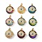 Brass Micro Pave Cubic Zirconia with Glass Pendents, Long-Lasting Plated, Eye, Mixed Color, 23x22x10.5mm, Hole: 6x3mm