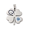 Anti-Tarnish 201 Stainless Steel Pendants, with Enamel, Clover with Evil Eye Charm, Stainless Steel Color, 29.5x27x1.5mm, Hole: 4x7mm